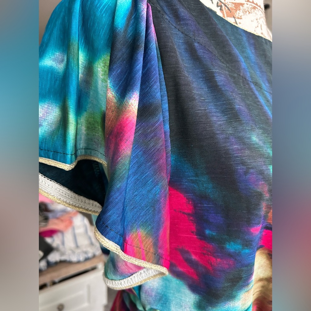 Angeleye London Belted Tie-Dye Pattern Dress with butterfly silhouette size M - Picture 4 of 12